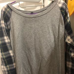 Plaid Sleeved Long Sleeve Sweater